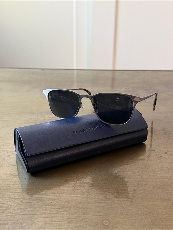 Warby Parker Campbell Silver & Tortoise Frame Sunglasses and Navy Case main image 5